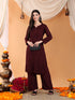 Maryam Chikankari Rayon Co-ord Set (Brown)
