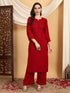 Faiza Chikankari Rayon Co-ord Set (Maroon)