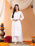 Priya Chikankari Kurta Palazzo Cotton Co-ord Set (White)