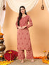 Faiza Chikankari Rayon Co-ord Set (Nude Coral)
