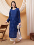 Dua Premium Viscose 3D Chikankari Straight Kurta (Navy)